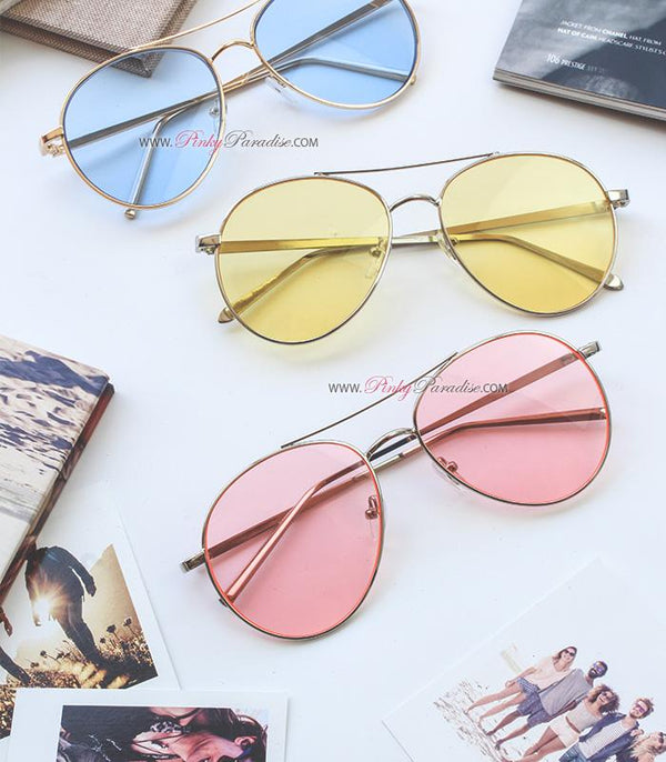 Retro Tinted Aviator Sunglasses