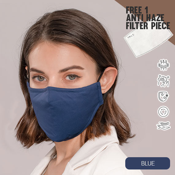 PP Reusable 4-layer Pure Cotton Face Mask Blue