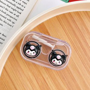 Sanrio Kuromi Mini Transparent Cute Lens Case with lens inserter and tweezer