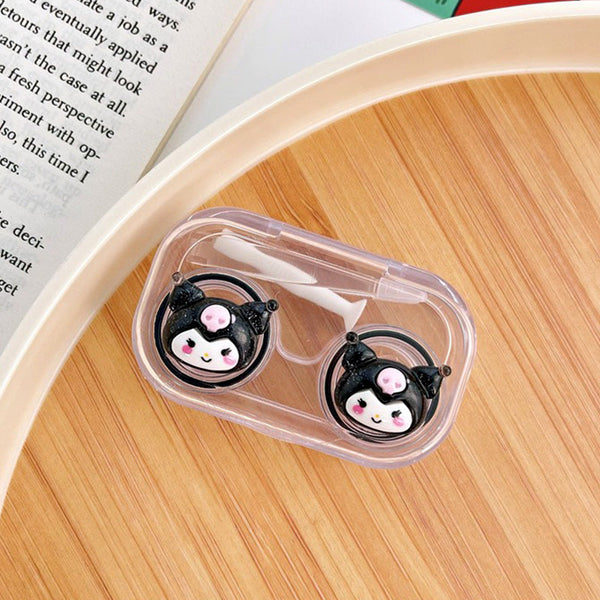 Sanrio Kuromi Mini Transparent Cute Lens Case with lens inserter and tweezer