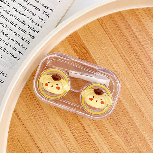 Sanrio Pompompurin Mini Transparent Contacts Case with lens inserter and tweezer