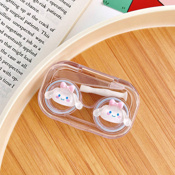 Adorable Sanrio Cinnamoroll Mini Transparent Contact Lens Case with lens inserter and tweezer