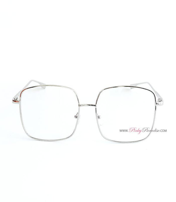 Square Metal Frame Clear Glasses