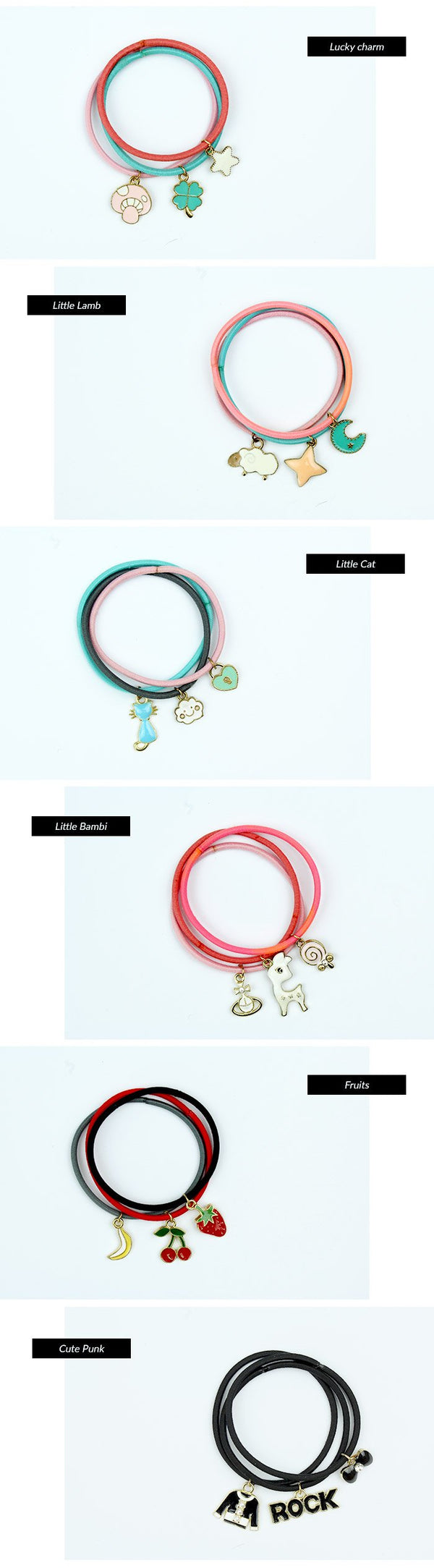 Potrójna oplatana gumka do włosów z zawieszką